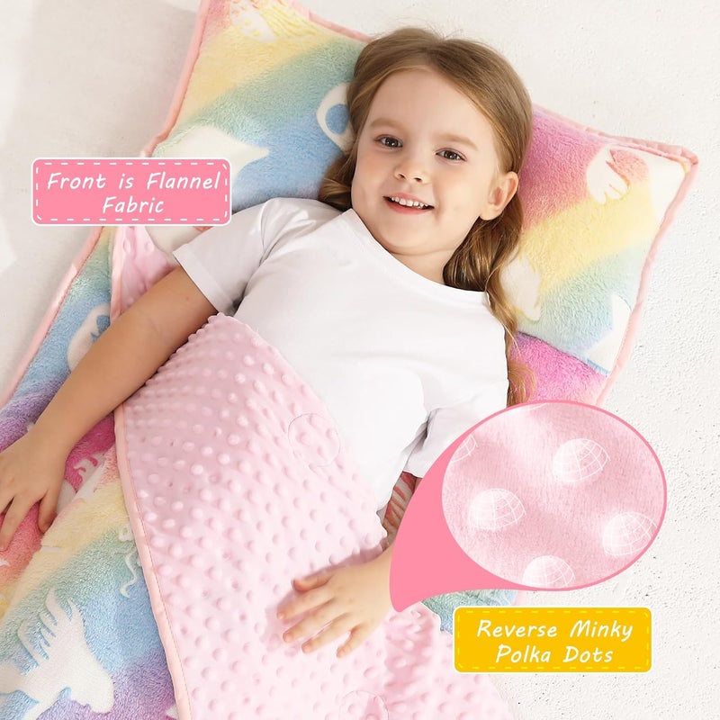lasoftan Toddler Nap Mat with Pillow and Blanket, Extra Large Rolled Napping Mats,Slumber Bags for Boys Girls,Kids Sleeping Bag for Daycare, Preschool Travel Camping - Image 2